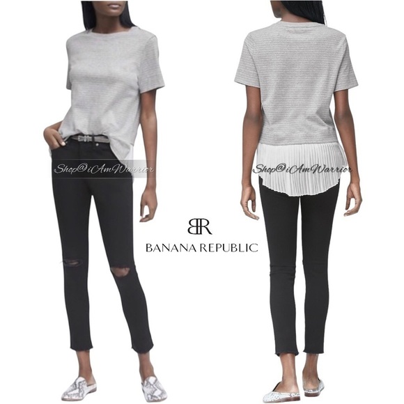 Banana Republic NWT striped pleated hem top *shop@iamwarrior - Picture 1 of 8